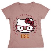 USC Trojans Women's Pink Hello Kitty Lens Love Dyed V-Neck T-Shirt